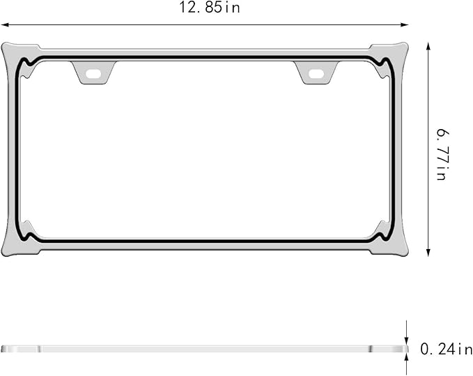 Creathome 3D Chrome License Plate Frames, Pure Zinc Alloy Metal with Horn Shape Pattern