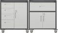 Metal Tool Cabinet,Garage Storage Cabinet System,Wall Cabinet & Locking Rolling Tool Cabinet with Doors and Adjustable Shelves,Steel Tool Cabinets for Home,Office (2 Pcs-StyleF, Black & Grey)