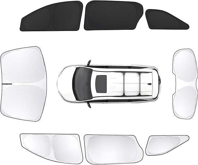 8pcs Car Window Shades for Toyota Sienna 2021-2025 Accessories,Windshield Side Rear Full Sunshade,Sun Visor UV Blocking, Privacy Protection and Blackout for Camping Outdoor