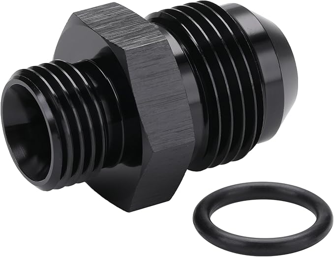 8AN Male Flare to 6AN ORB O-ring Boss Fuel Pump Rail Adapter Fitting Aluminum Black