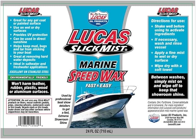 Lucas Oil 10980 Slick Mist Marine Speed Wax - 24 Ounce (Pack of 12)