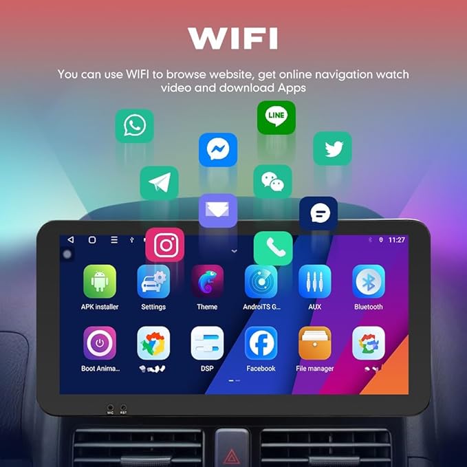 Kunfine Car CarPlay Android Auto Navigation Stereo GPS Radio Camera Display 10.33" QLED Touchscreen Headunit Tablet Media Player for Peugeot 301 2013-2022, if Applicable Octa Core 4G+64G Matte Black