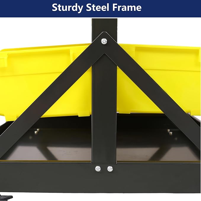 90 Parts Bin Rack Garage Storage Unit 9 Tiers System Steel Shelf with Portable Wheels, Mobile Tool Organizer Plastic Bins, for Men Birthday Gift (9 Tiers)