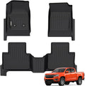 GINOWY-Floor Mats for Chevy Colorado 2015-2022 Crew Cab/GMC Canyon, TPE All Weather Protection Floor Liners for Colorado, Non-Slip Durable Waterproof Custom Fit Accessories, Black