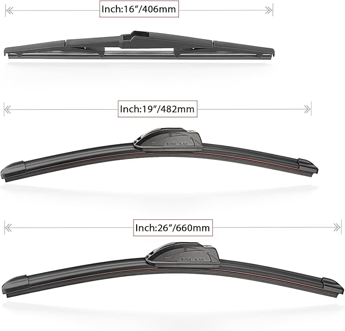 Windshield Wiper Blades Replacement for Toyota Prius 2010 2011 2012 2013 2014 2015 Original Factory Quality Front Rear Wipers Blade Set for My Car - 26" 19" 16" (Pack of 3)