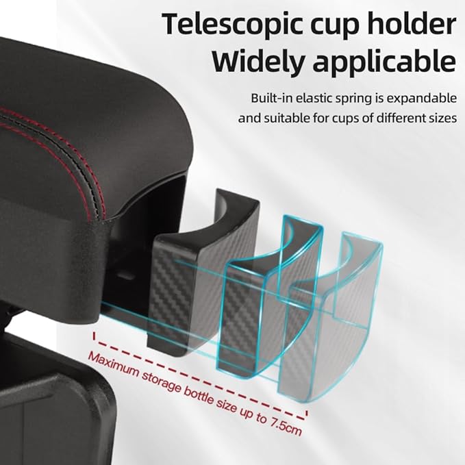 JEYODA Car Armrest Box with Cup Holder Car Central Liftable Armres Storage Organizer Box Arm Rest，Car Seat Gap Filler Organizer 1PC (Black)