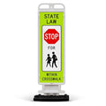 State Law Stop for Pedestrian in Crosswalk MUTCD R1-6a Sign, Double Sided 3M Engineer Grade Reflective, Portable Rubber Base, Impact Resistant Plastic Frame