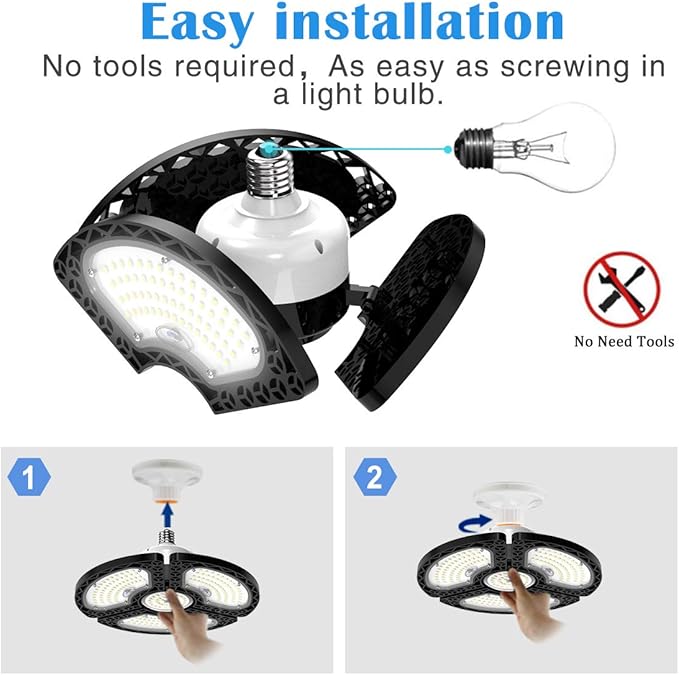 LED Garage Light 120W Deformable LED Ceiling Lights 18000 Lumens Led Shop Lights for Garage