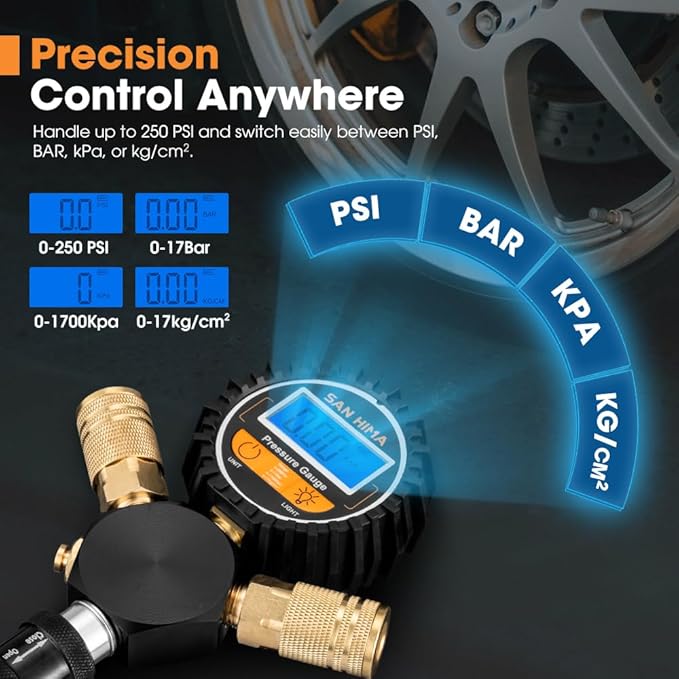 SanHima 2 Tire Inflation Deflation System - Fits up to 200" Wheelbase, Fast High Flow 2-Way Air Down Tire Inflator Deflator for Truck Car Trailer Motocycle
