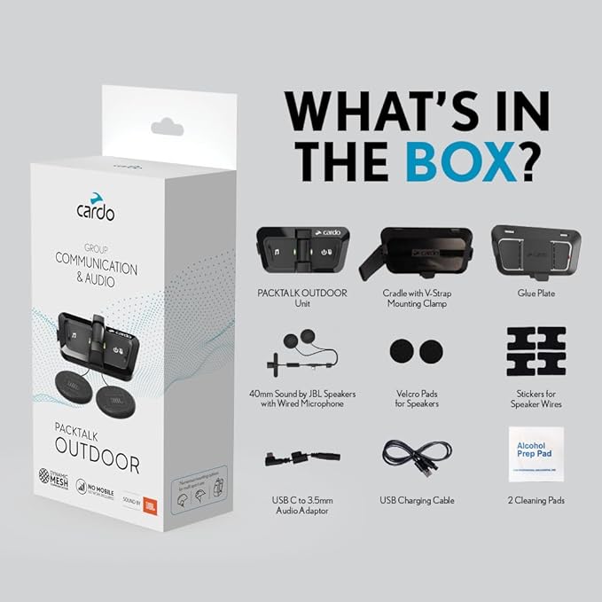 Cardo PACKTALK Outdoor Helmet Communication System, Great for Ski, Snowboard and Cycling (Black, Single Pack)
