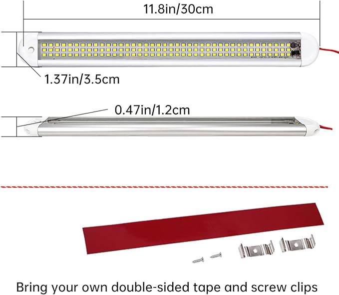 Enclosed Trailer 12v Led Light Bar, 120Leds 1500lm 8W DC 12 Volt Led Strip Lights with On/Off Switch, for Enclosed Cargo Trailer, Car Rv Van Truck Lorry Camper Boat Caravan Motorhome