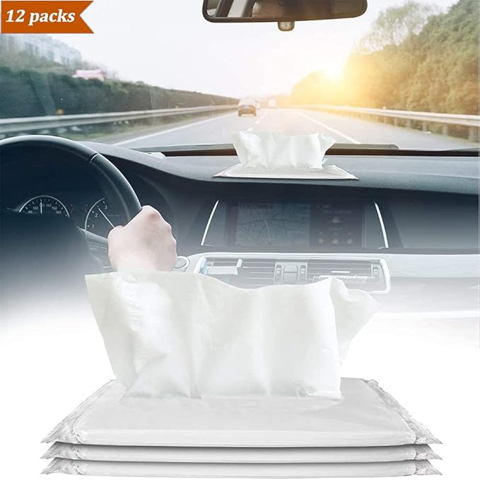 Car Tissue, Auto Visor Tissue Refills for Car Tissue Case, Napkin Holder Refill, Nice Tissue for Sun Visor Box, Car Travel Tissues, Soft and Smooth, 3-Ply, 12 Packets, 360 Sheets