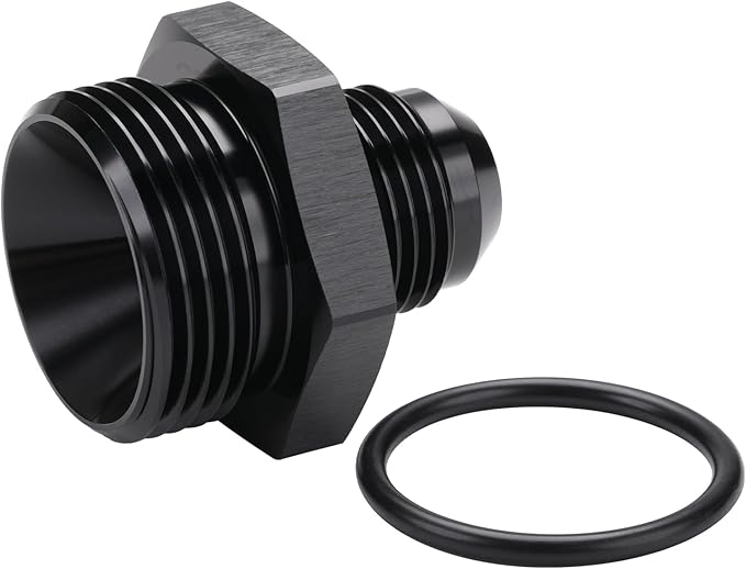 10AN Male Flare to 16AN ORB O-ring Boss Fuel Pump Rail Adapter Fitting Aluminum Black