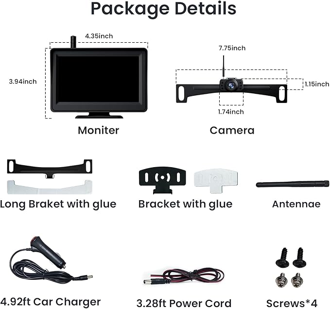 Wireless Backup Camera, 5'' HD 1080P Backup Camera for Car, Reverse Rear Camera with Night Version 130° Wide Angle, Waterproof, Strong Signal for Car, Van, Truck, Trailer