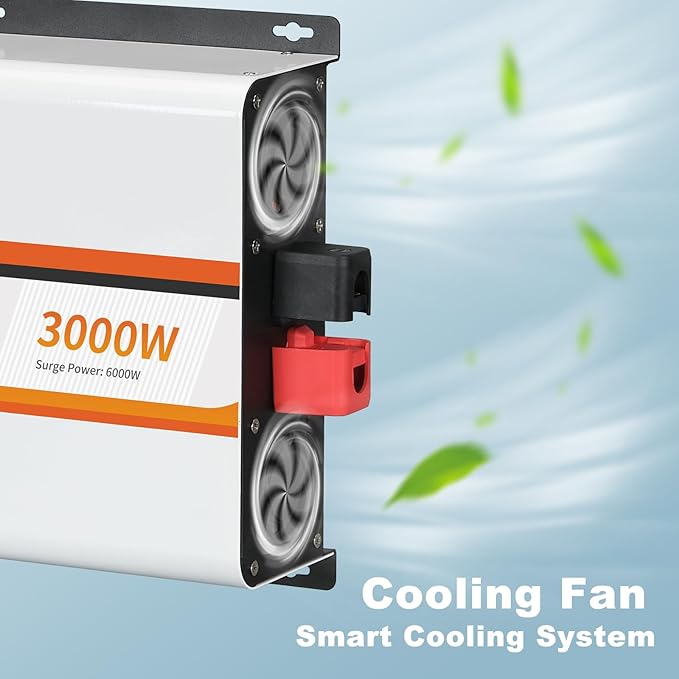 3000 Watt Pure Sine Wave Inverter, DC 12V to AC 120V with LCD Display, Remote Control, USB Port, 4 AC Outlets, and Terminal Block for RV Boat Camping Solar System and Home Use