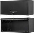 Metal Wall Storage Cabinet with Up-flip Door, Wall-Mounted Storage Cabinet for Garage, Warehouse, Home, Office, Assembly Required (Black, One Cabinet)