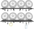4 Pack 1,5x4ft Heavy Duty Garage Wall Shelving, Garage Shelving Wall Mounted, Storage Rack with Hooks (Black)
