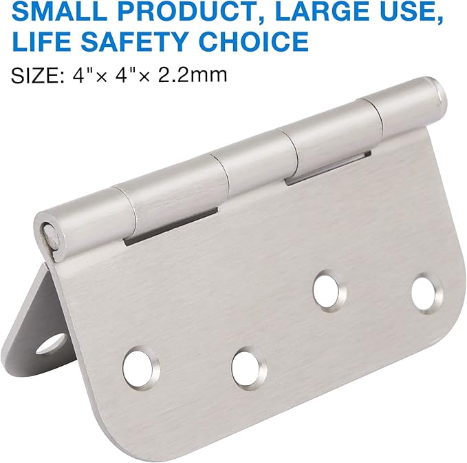 12 Pack 4 Inch Nickel Door Hinges Satin/Brushed Nickel Door Hinges 4 in x 4" Exterior Interior Door Hinge for Stardand Doors Stall,Front,Closet,Silver Residential Hinges Iron Bifold Door Hinge