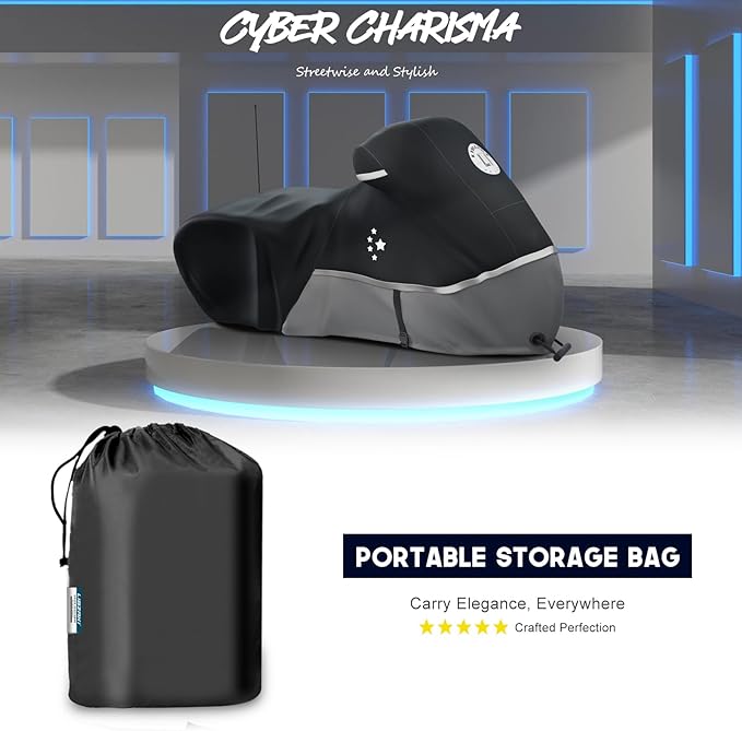 Motorcycle Cover Storage for Touring Models Harley Davidson Road King,Road Glide,Street Glide, Electra Glide,Heritage Classic,Low Rider-ST,and Most Motorcycles Gray