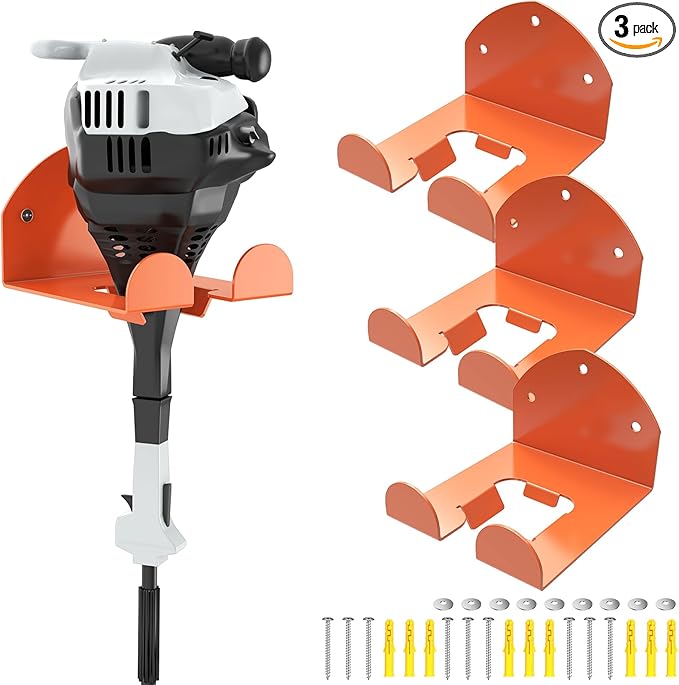 Trimmer Rack Wall Mount Heavy Duty Weedeater Hanger for Garage Wall Bracket Garage Organizer Weed Eater Hanger for Grass Trimmer, Garden Tools 3 Pack