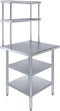 Amgood Stainless Steel Work Table with 2 Shelves | Metal Kitchen Prep Table & Shelving Combo (30" x 30" Table with 2 Shelves + 12" Overshelf)