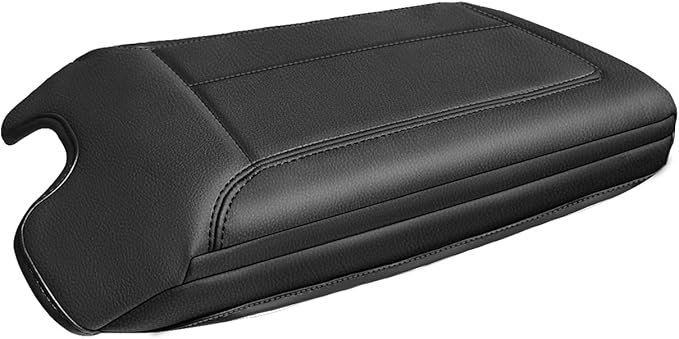 Muslogy Center Console Armrest Cover Compatible with Ford F-150 F150 2009-2014 Comfort Armrest Pad Arm Rest Cushion Vegan Leather Protector 1-Inch Extra Thick(Bucket Seat ONLY)