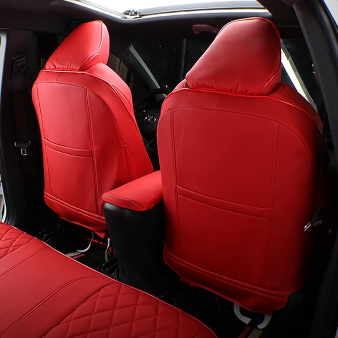 EKR Accord Car Seat Covers for Honda Accord 2023 2024 2025 EX,SE &2023-2025 (Hybrid) Sport,EX-L,Sport-L,Touring,(Rear Row W/40/60 Split Backrest),Leather Seat Covers for Trucks Full Set (Red)