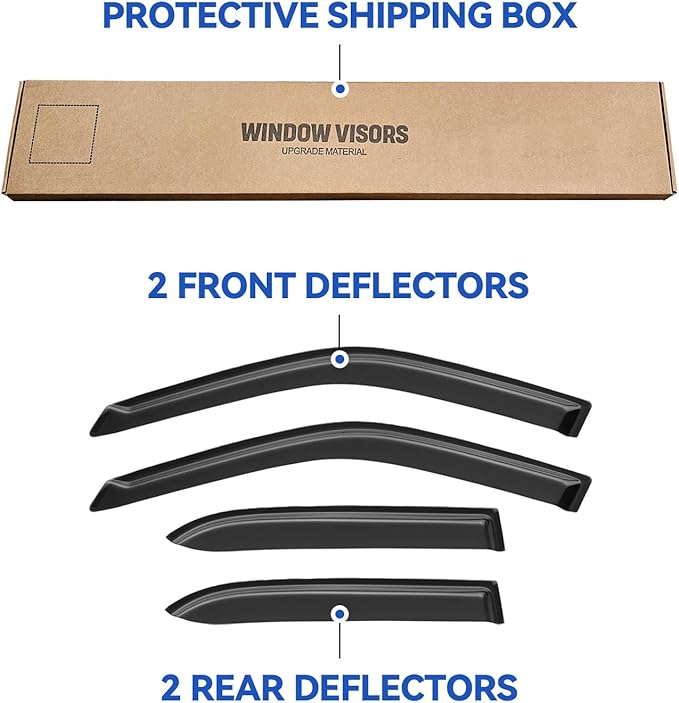 Window Visors Rain Guards Shield for 1998-2002 Toyota Corolla Sedan, Out-Channel Window Vent Wind Deflectors Visors Shades for 98-02 Corolla