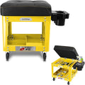 Rolling Creeper Garage Shop Seat for Men, Padded Mechanics Stool with Tool Tray Storage for Garage, Rolling Workshop Stool with Wheels, Auto Creeper Seat, 330 LBS Capacity, Heavy Duty,Yellow