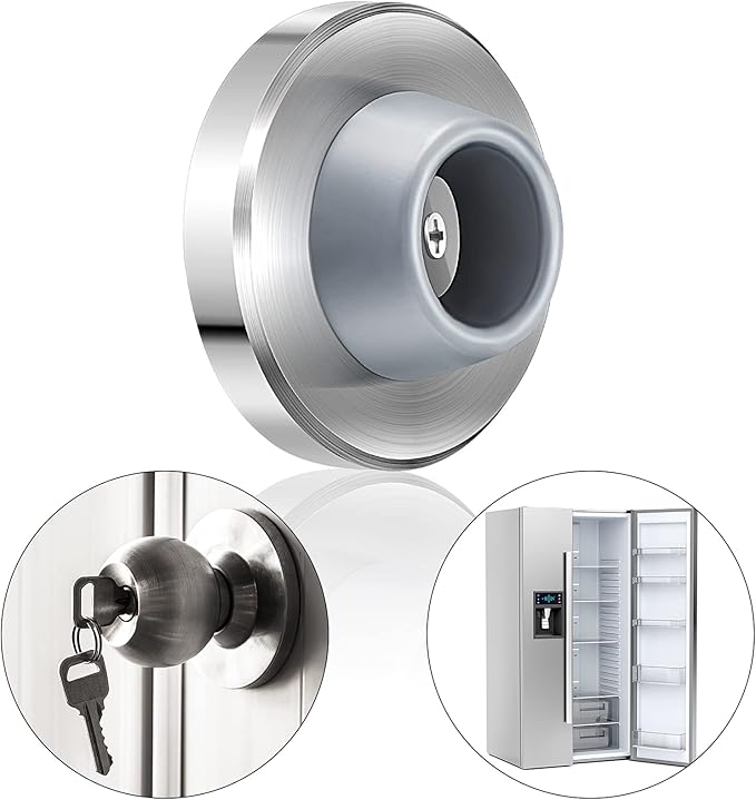 Blulu Concave Wall Door Stopper Door Bumper Stainless Steel Wall Protector Flush Bumper with Grey Rubber Concave Knob Cover Stopper(Silver,4 Pieces)