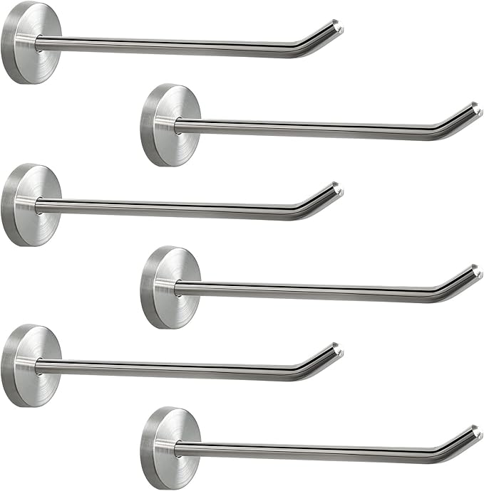 NearMoon Coat Hooks, Wall Hooks for Hanging Hat Hurse Robe, 304 Stainless Steel Heavy Duty Towel Hangers for Bathroom Livingroom Hotel Kitchen Garage, 6 Pack (6 Inch, Brushed Nickel)
