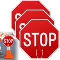 Geetery 3 Pcs Stop Signs 12 x 12 Inches PVC Traffic Cones Top Warning Signs Double Sided for Street Road Barricade Outdoor Weather Resistant Construction