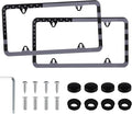 LivTee American Flag License Plate Frames, 4 Holes Stainless Steel License Plate Covers, 2PCS Car License Plate Holder, Automotive Exterior Accessories, Black-Gray