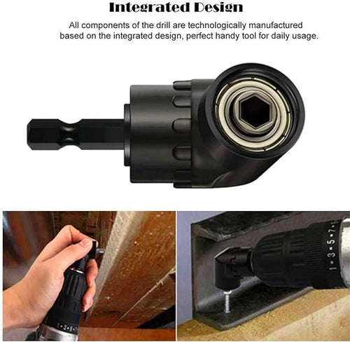 105 Degree Right Angle Drill Adapter Set, 1/4-1/2 Inch Socket Adapters, 4-in-1 Impact Grade Extension Kit with 360° Rotation for Household Workplace Industry