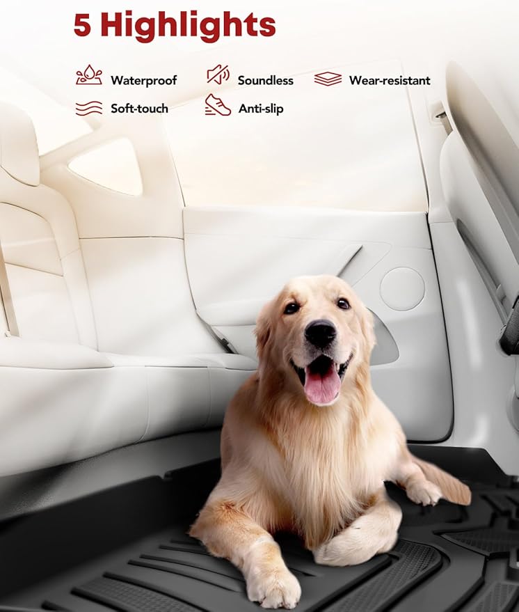 YHTAUTO Floor Mats Fit 2020-2024 Hyundai Sonata & 2021-2025 Kia K5 FWD, TPE All Weather Car Mats Waterproof Anti-Slip Odorless Floor Liner, Interior Car Accessories Front & 2nd Row Liner 2.5MM
