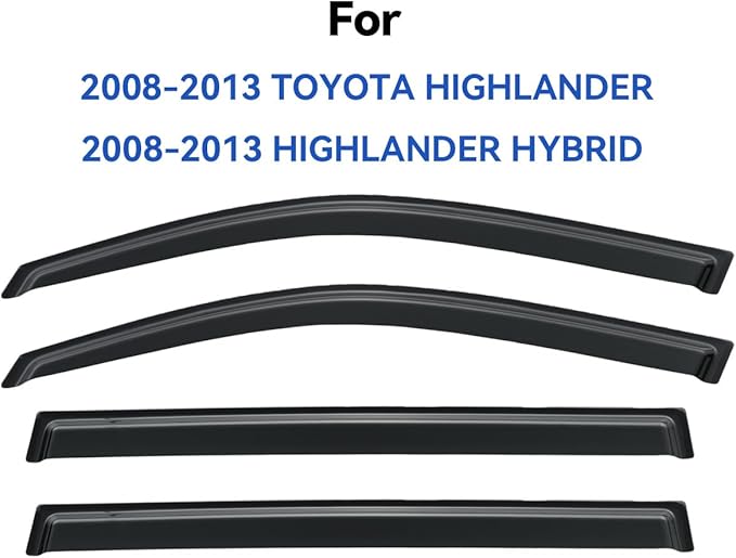 Window Visors Rain Guards Shield for 2008-2013 Toyota Highlander, Out-Channel Window Vent Wind Deflectors Visors Shades for 08-13 Highlander Hybrid