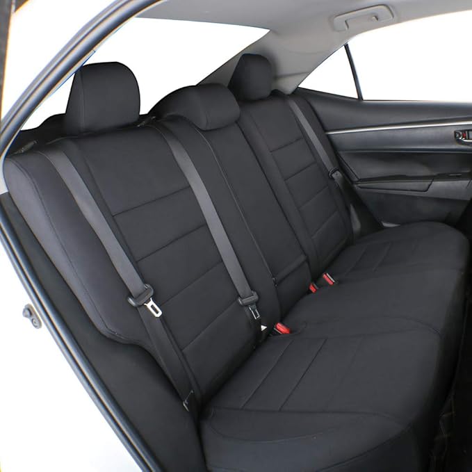 EKR Custom Fit Tacoma Rear Neoprene Car Seat Covers for Select Toyota Tacoma 2016 2017 2018 2019 2020 2021 2022 2023 Double Cab/Crew Cab - Second Row Only,Neoprene (Black)