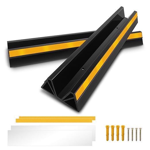 ROBLOCK 18" Parking Stopper for Garage, Car Stopper for Garage Precision Stopping, Heavy Duty Parking Block with Reflective Strips, Suitable for Car, SUV, Easy Install, 2 Packs