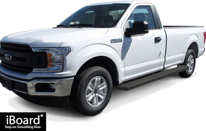APS Running Boards 6-inch Black Compatible with Ford F150 2015-2025 Regular Cab & F-250 F-350 Super Duty 2017-2025 Stainless Steel (Nerf Bars Side Steps Side Bars)