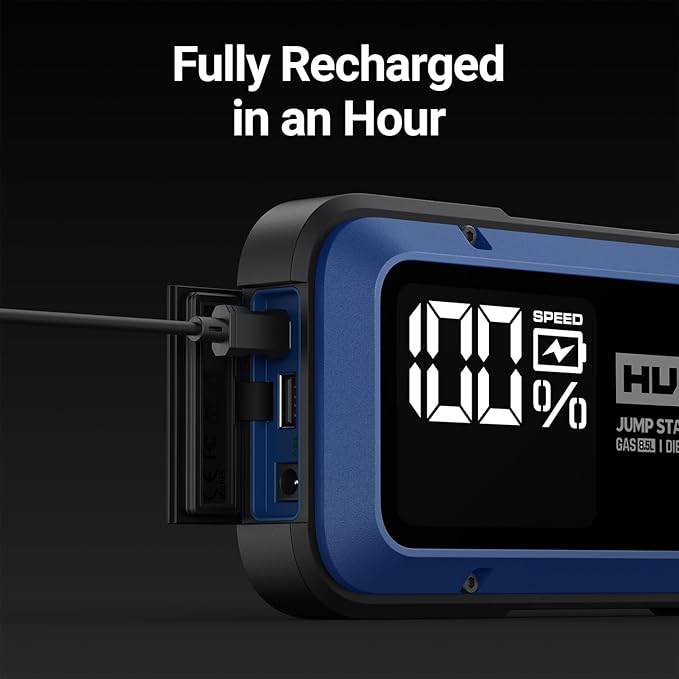 Hulkman Alpha85,Cobalt Blue, 2000A 74Wh Smart Jump Starter, 12V Portable Car Battery Booster with 3.3" Display, USB-C Power Pack,Includes 65W Wall Charger,Jumper Cables for up to 8.5L Gas/6.0L Diesel