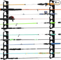 Fishing Rod Rack Pole Wall or Ceiling Storage Holder Hook Keeper Display Hanger Organizer Mount for Garage, Cabin Storeroom Porch and Basement Poles Holds 12 Rods Heavy Duty Metal safe