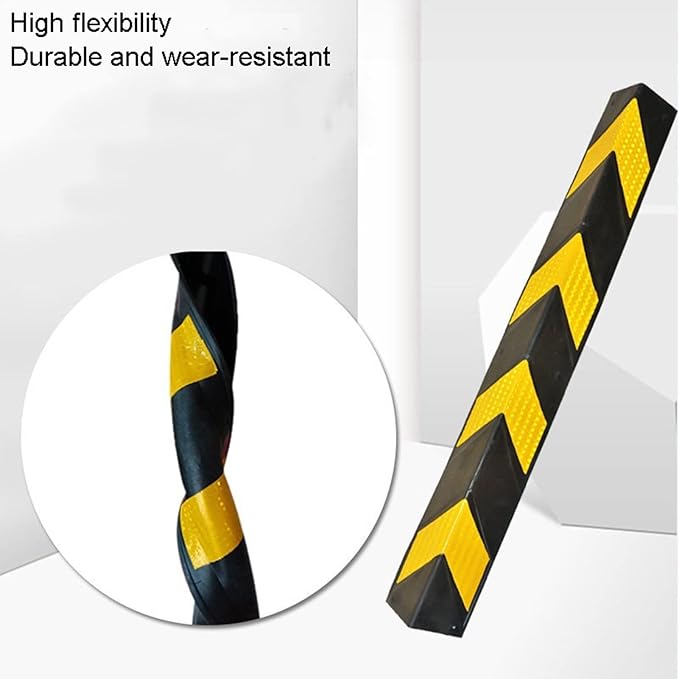XPLKQXE Reflective Rubber Wall Corner Guard, Rubber Wall Protector Corner Protector, for Parking Protection Car Corner Guardrail Post (Color : Black+Yellow, Size : 2pcs)