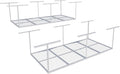 FLEXIMOUNTS 4x8 Overhead Garage Storage Rack, Adjustable Organization System, Heavy-Duty Metal Ceiling Racks, 2 pack, White