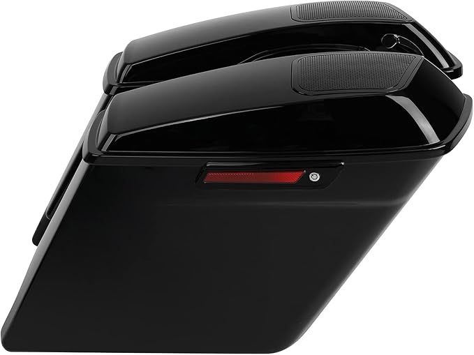 XFMT Motorcycle 5" Stretched Hard Saddlebags W/ 6 x 9 Inches Speaker Lids For Harley Touring Road King Road Glide Street Glide Electra Glide Ultra Classic 2014-2023 (Black Latches)