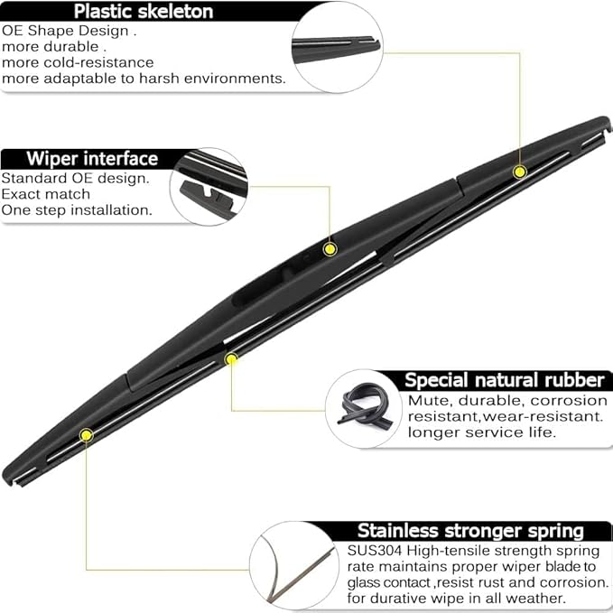 AUTOBOO 26"+20" Windshield Wipers with 14" Rear Wiper Blade Sets Replacement for Acura MDX 2014-2020 -Original Factory Quality (Pack of 3)