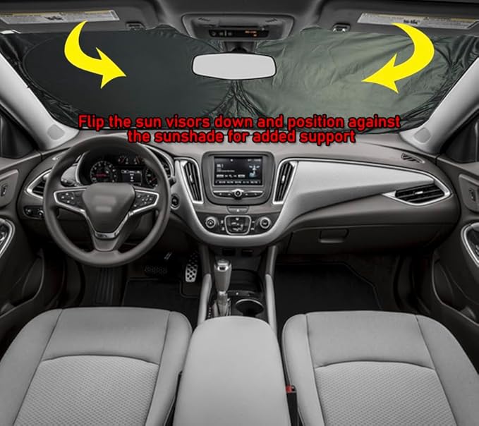 Gven Car Windshield Sun Shade, Artistic Design Car Shade Foldable Windshield Sun Visor Heat-Reflective Sunshade for Summer (Abstract, L)