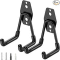 TICONN 2 Pack Heavy Duty Garage Hooks, Steel Utility Wall Storage Hooks, Wall Mount Hanger Organizer for Ladders, Bikes, Tools, Bulky Items (Small, Black Square)