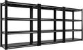 Raybee 40" Wide Heavy Duty Garage Storage Shelves, 3 Pack, Adjustable 4 Tier Metal Shelves for Warehouse, Pantry, Kitchen, 40" W x19 D x57 H, Black