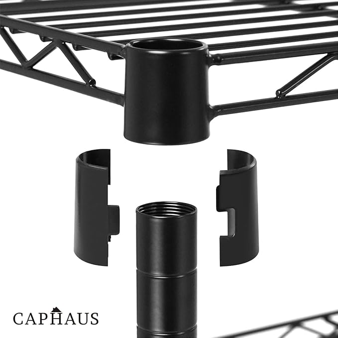 CAPHAUS 3/4/5-Tier Adjustable Height Wire Shelving Unit, Wire Rack Shelving, Metal Steel Storage Shelves, Garage Shelving Storage Organizer, Utility Storage Shelf, 5-Tier With Wheels, Black