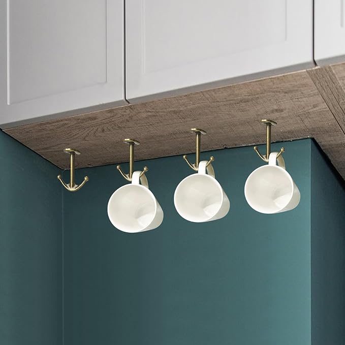 Ball Two Prong Ceiling Hook for Closet Top Bathroom Kitchen Cabinet Garage Pack of 8 (Bronze)